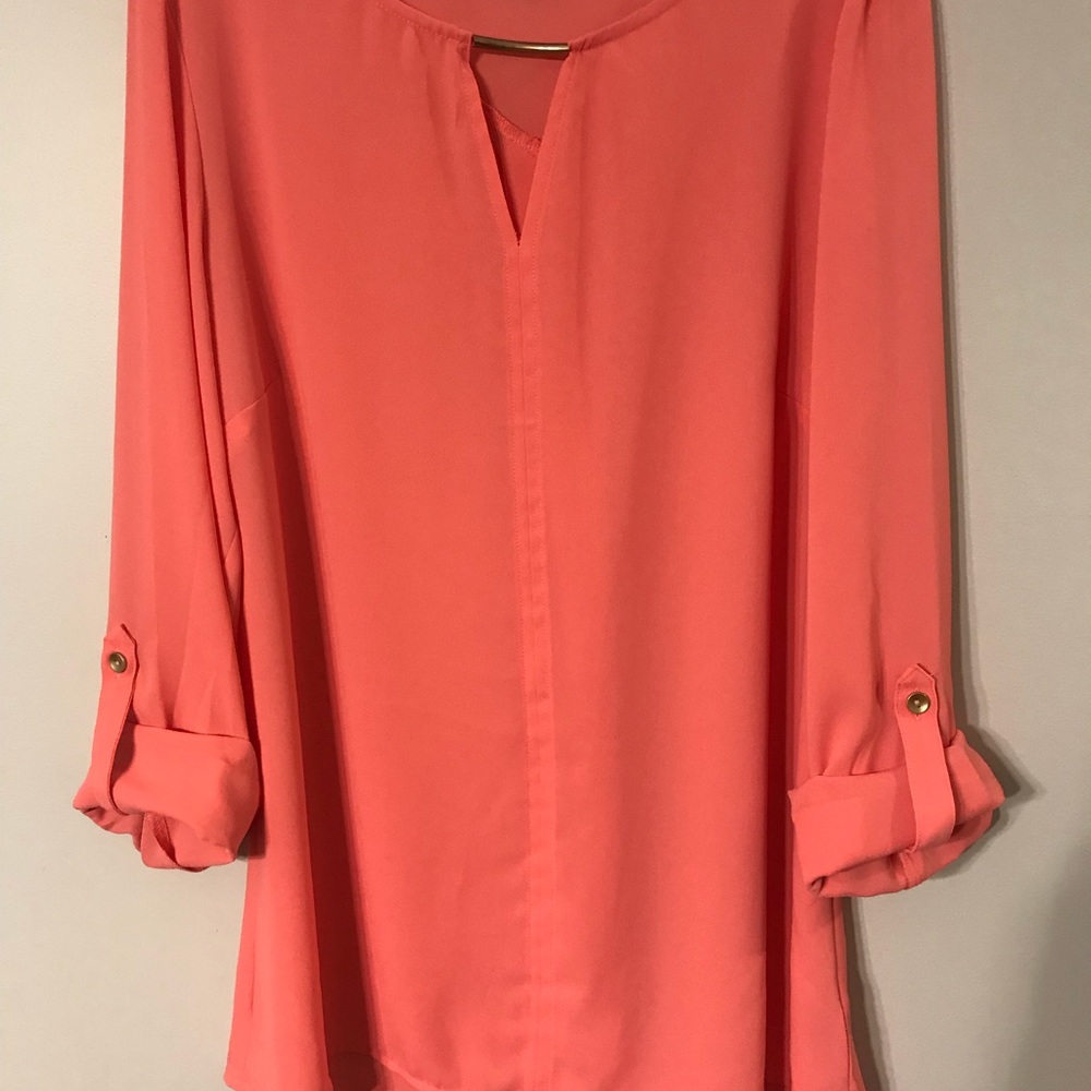 The Limited | Coral Keyhole Blouse | M